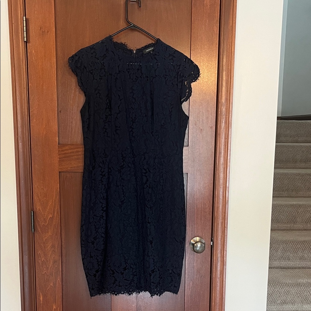 Chic Navy Lace Mini Dress